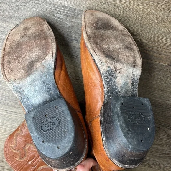 Nocona Men’s Brown Ostrich Western Cowboy Boots, size 9